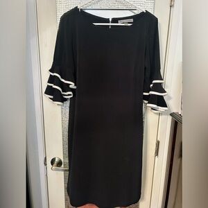 Danny & Nicole Black Dress with White Ruffle Sleeves